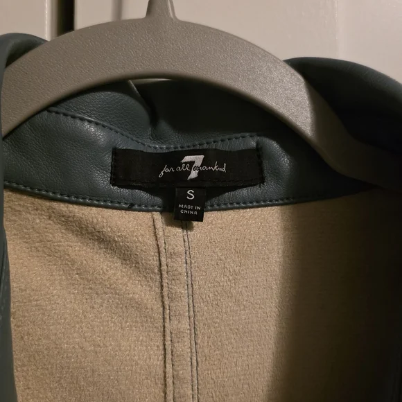 7 For All Mankind Faux Leather Shirt Dress Button Down Teal Size S - Picture 4 of 10